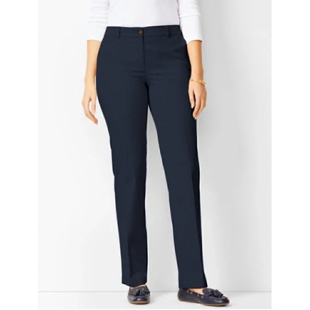 Talbots Stretch Cotton Chino Trouser Pants Navy Blue Size 8